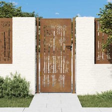 Portail de Jardin Portillon de Patio Acier Corten Design de Bambou vidaXL