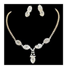 Parure femme - Bijou mariage - Ton or jaune - Cristaux clair