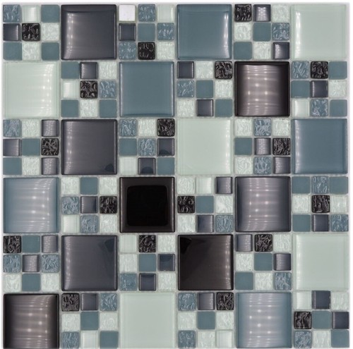 Mosaïque pâte verre - verre, gris