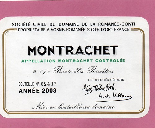 Etiquette montrachet 2001 - etiquette,