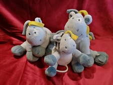 Doudou lot doudous âne Victor et Lucien bleu jaune étoile Noukie's Etat Neuf