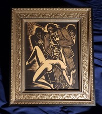Frans Masereel or E. M. Washington Framed Woodcut Print 