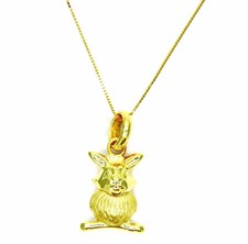 Pegaso Bijoux Collier Or Jaune 18kt (750) Chaîne Vénète Pendentif Lapin
