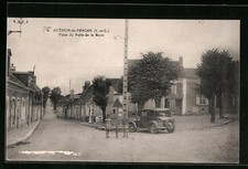 Old postcard Authon-du-Perche, Place du Puits de la Botte 