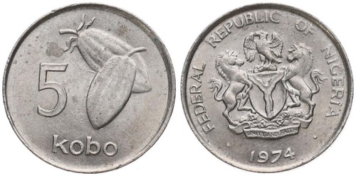 Nigeria kobo 1973 1989 - nigeria, 5