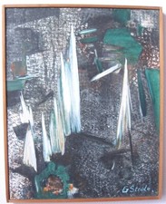 painting abstract composition painting painting 50x40 signed Georges Strale