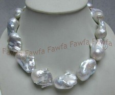 NEW HUGE GENUINE NATURAL SOUTH SEA WHITE BAROQUE PEARL NECKLACE 18''