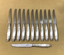 12 ART NOUVEAU silver metal BOULENGER entremet knives model TULIP 21 cm