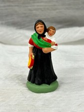 Vintage Santon Escoffier Figurine Gypsy Woman w Baby Made in France 2 5/8" Tall