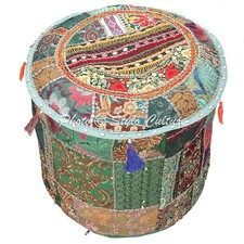 18 in Bohemian Decorative Patchwork Pouf Cover Ottoman Pouffe Foot Stool Art