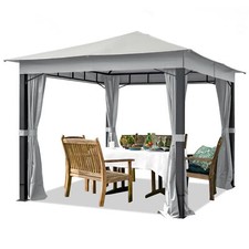Pavillon de Jardin 3x3 m Aluminium tonelle de jardin env. 220 g/m² Gris perle