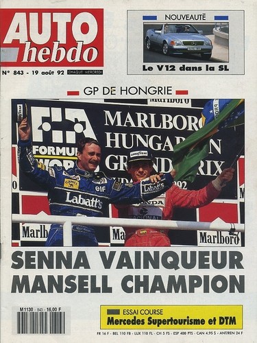 Auto hebdo 843 08 1992 - auto, 18/08/1992