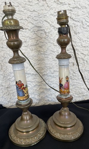 Paire bougeoirs anciens - paire,