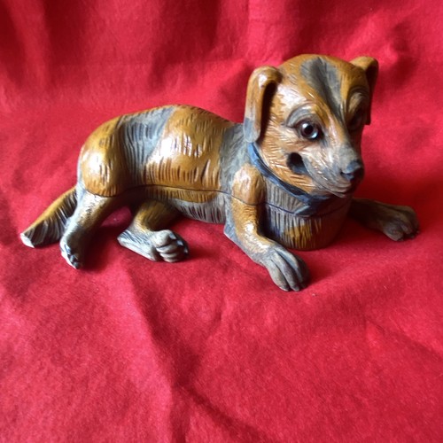 Encrier chien couché - , bois