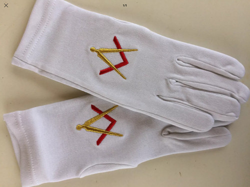 Gants coton brodés franc
