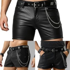 Short en cuir artificiel noir
