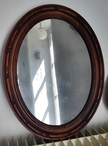 Miroir ovale fin - , bois.