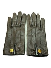 HERMES SOIE NATURELLE LEATHER Brown WOMEN'S GLOVES Used
