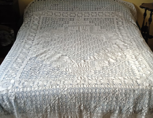 Ancienne nappe jeté lit - nappe,