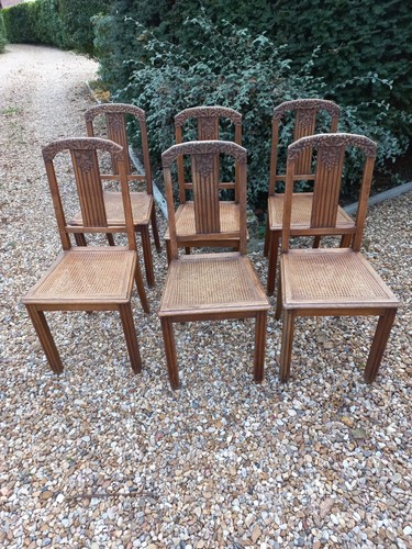 Chaises art déco bois - déco, cannage