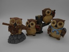 09) GORGEOUS LOT OF 3 RESIN OWL OWLS ITALY FIGURES?
