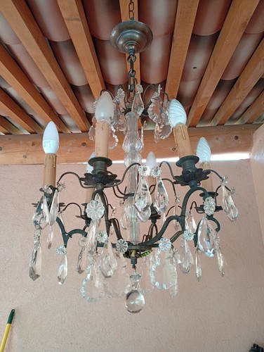 Lustre ancien feux pampilles - lustre,