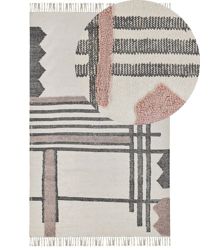 Tapis beige noir scandinave - beige, et