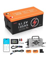 VEVOR 48V 105Ah Golf Cart Lithium Battery 20A Charger LCD Monitor & 4000+ Cycle.
