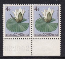 Album Treasures Belgium Congo Scott # 276 4 fr  Nymphaea  Pair (2)   MNH
