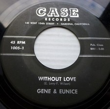 Gene & Eunice R&r Duet Fort VG Étui 45 Sans Amour / Vous Drive Me Buggy d161