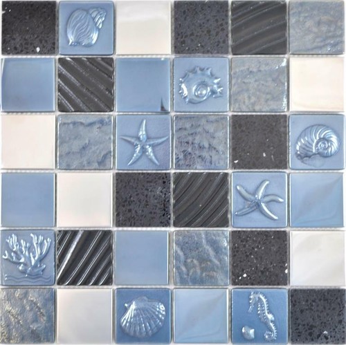 Mosaïque acier pierre bleu - acier,