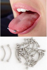 10pcs Snake Eyes Tongue Piercing Curved Barbells 316L Surgical Steel, 14g or 16g