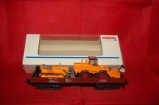 MARKLIN HO WAGON PLAT AVEC CHARGE 2 BULLDOZERS 4474 TRAIN ELECTRIQUE BOITE