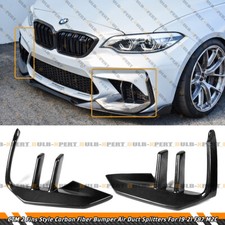 FOR 19-2021 BMW F87 M2C CTM 2 FINS CARBON FIBER FRONT BUMPER AIR DUCT SPLITTERS