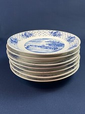 7 Antique Boch Freres ceramic dinner plates KERAMIS Delft Belgium c.1900