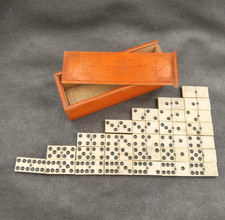 Jeu  Ancien  -  Ancienne boite de jeu de Dominos Os et Ebène complet