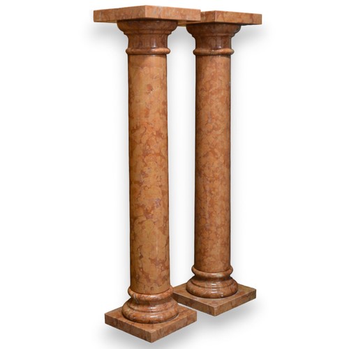 Pair red marble columns - red,