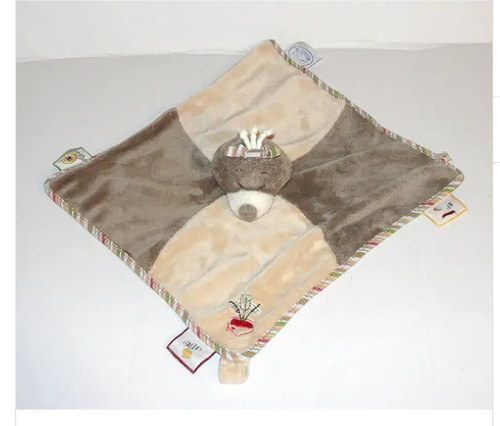 Doudou plat taupe emma - plat, ours