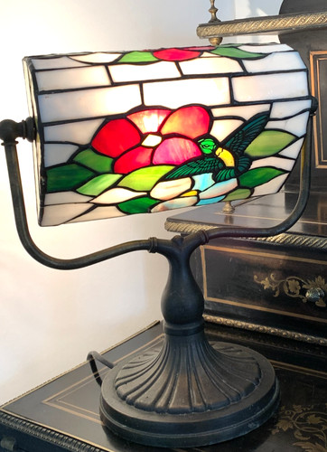 Lampe vitrail verre vintage - vitrail,