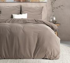 Housse de Couette Flanelle Chaude 140-200-240x220+Taies d'Oreiller 2-3pcs Taupe