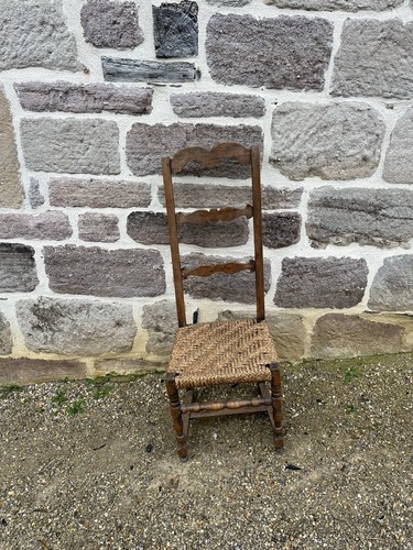Chaise bois osier tressé