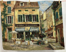 Vintage French Restaurant de la Colonne Scene Wall Hanging Tapestry 107x104 cm