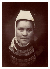 France, Brittany, young woman in costume and headdress, vintage print, ca.1890 Fran