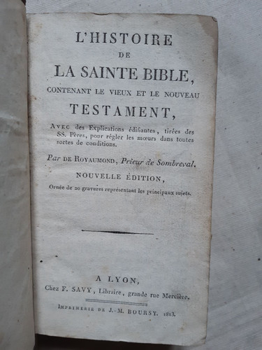 Histoire sainte bible - de, la