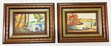 Benjamin Jori Harris Original 1940s Airbrush Watercolor Painting Framed Set