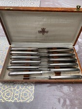 12 COUTEAUX DE TABLE MANCHE METAL ARGENTE LAME INOX ORFEVRE ORBRILLE