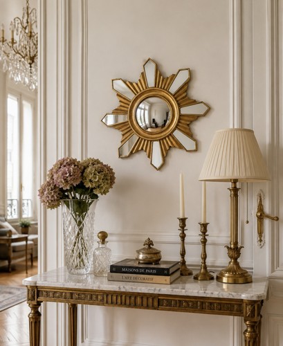 Miroir soleil vintage doré