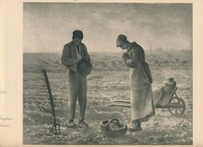 100+yr Old Original c1924 Antique Art Print ANGELUS By Jean-François Millet