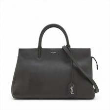 Saint Laurent Paris Cabas Rive Gauche Leather 2 Way Handbag Gray 574108