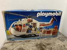 PLAYMOBIL VINTAGE 3789 HELICOPTERE RESCUE SAUVETAGE EN BOITE BON ÉTAT ANNÉE 80